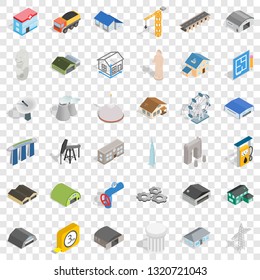 Architecture object icons set. Isometric style of 36 architecture object vector icons for web for any design