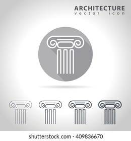 Architecture outline icon set, collection of ancient column icons, vector illustration