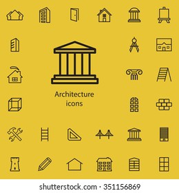 architecture outline, thin, flat, digital icon set for web and mobile
