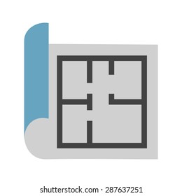 Architecture, paper, drawing icon vector image. Can also be used for construction, interiors and building. Suitable for use on web apps, mobile apps and print media.