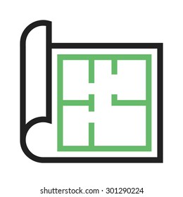 Architecture, paper, drawing icon vector image. Can also be used for construction, interiors and building. Suitable for use on web apps, mobile apps and print media.