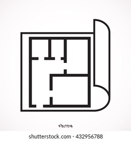 Architecture, paper, drawing icon vector image. Can also be used for construction, interiors and building. Suitable for use on web apps, mobile apps and print media.