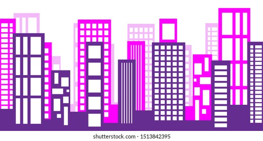 Architecture pattern. Cityscape contour VECTOR ILLUSTRATION on white background.