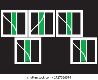 Estilo de diseño de arquitectura ventana de color verde o negro 