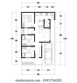 Architecture plan with furniture. home floor plan, isolated on white background, stock illustration. EPS