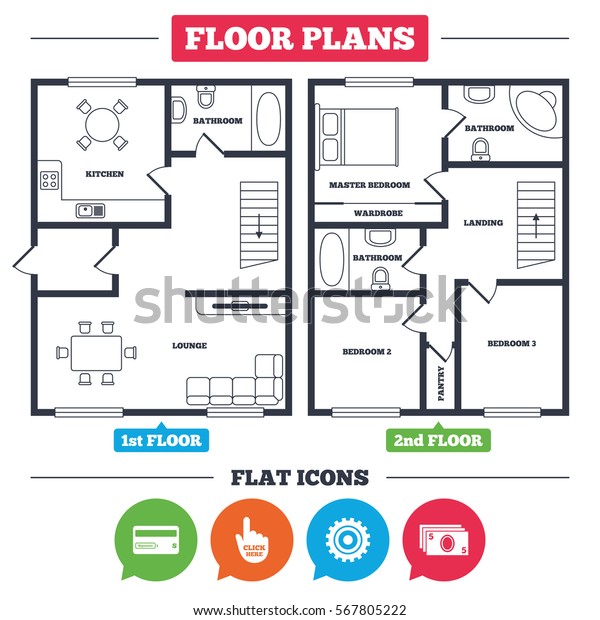 Architecture Plan Furniture House Floor Plan Stock Vector Royalty