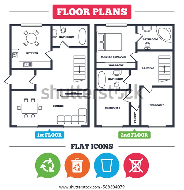Architecture Plan Furniture House Floor Plan Stock Vector Royalty Free 588304079