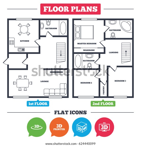 Architecture Plan Furniture House Floor Plan Stock Vector Royalty