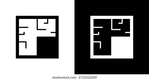 Icono de Plan de arquitectura. Icono de diseño plano simple en blanco y negro