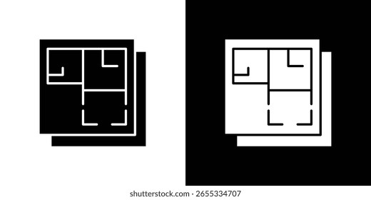 Architecture plan icon in flat version on black and white background