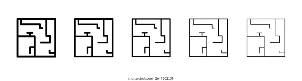 Ícone de plano de arquitetura conjunto gráfico. estilo de linha de traçado moderno