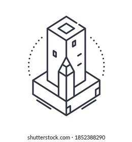 Architecture plan icon, linear isolated illustration, thin line vector, web design sign, outline concept symbol with editable stroke on white background.