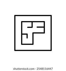 Architecture plan icon Outline set in black and white color