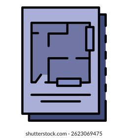 Architecture plan icon. Outline architecture plan vector icon color flat isolated
