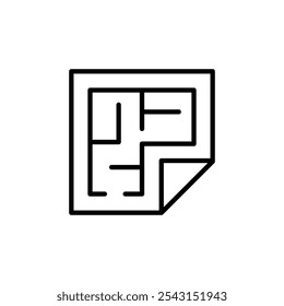 Architecture plan icon set. outlined and solid filled versions.