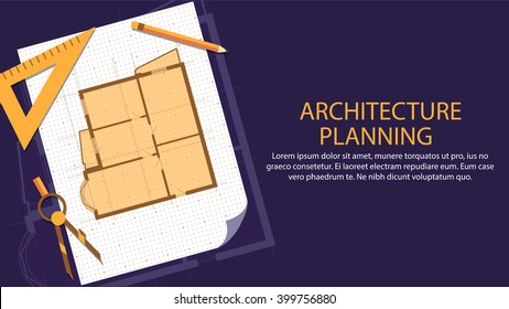 Architekturplanung.Bauplan.Flaches Architekturprojekt.