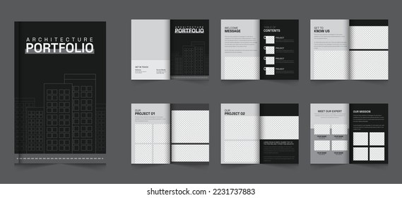 Architecture portfolio or Architect Portfolio Layout or interior portfolio Brochure template design 