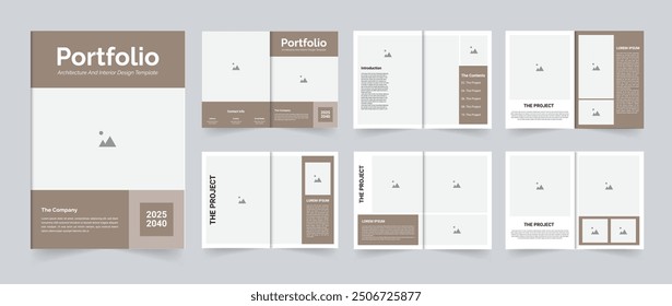 Architecture portfolio brochure design or portfolio layout template design project portfolio or real estate portfolio