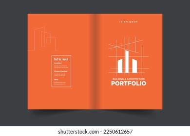 Architecture Portfolio cover layout template, Magazine cover, Brand book