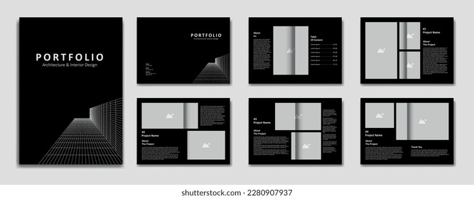 Architecture Portfolio Design Template, Architectural Portfolio Layout Design, A4 Size Print Ready Brochure For Architectural Design.