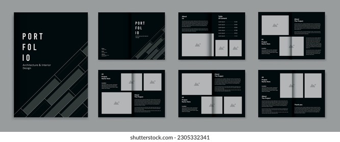 Architecture portfolio design template, architectural portfolio layout design, a4 size print ready brochure for architectural design.