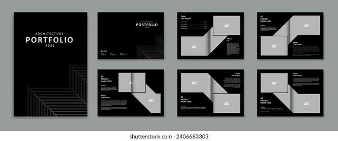 Architecture portfolio design template, architectural portfolio layout design, a4 size print ready brochure for architectural design.