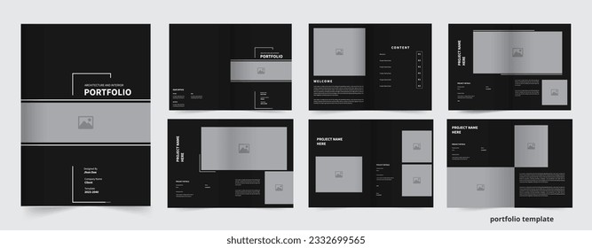 Architecture portfolio design template, minimal clean a4 size print ready portfolio template