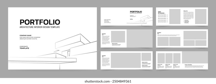 Architekturportfolio oder Innenausstattung Portfolio oder Portfolio Design Template, Für Geschäftsbericht, Vorschlag, Portfolio, Broschüre, Katalog, Magazin, Broschüre.