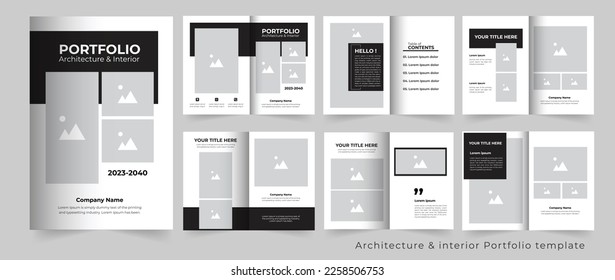 Architecture portfolio or interior portfolio or real estate portfolio design template, layout template
