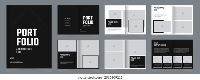 Architecture Portfolio Layout, Modern Minimal Architecture Portfolio Template design