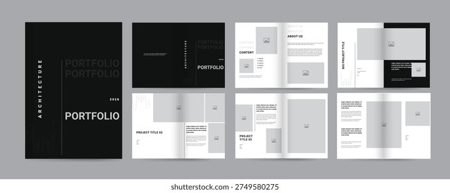 Architecture Portfolio Template for Architects and Designers Minimalist 12 Page Design Layout