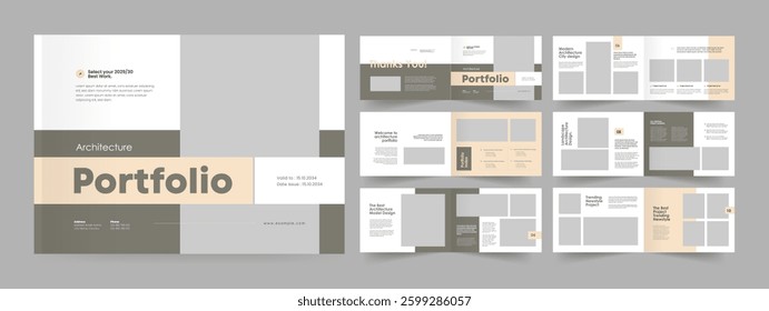 Architecture Portfolio Template, Architecture Brochure Design, Landscape Portfolio Layout, Real Estate Magazine Design
