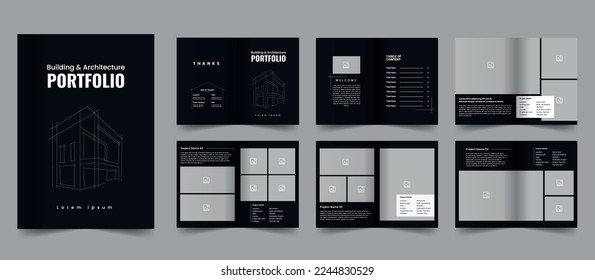 Architecture Portfolio Template and Building Technology, interior portfolio design.