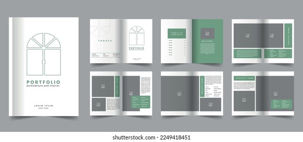 Architecture portfolio template design and Interior Portfolio Layout, brand guidelines