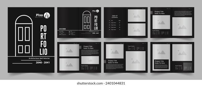Diseño de plantillas de portafolio de arquitectura o portafolio interior