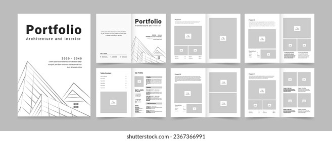 Diseño de la cartera de arquitectura o de la plantilla de portafolio. Ilustración del vector
