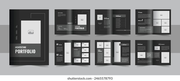 Architecture portfolio template or interior portfolio template design, architecture and interior brochure design portfolio. Architecture Portfolio vector eps