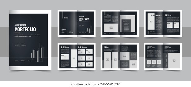 Architecture portfolio template or interior portfolio template design, architecture and interior brochure design layout. Modern Building and Architecture portfolio template, Interior design portfolio