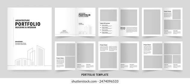 Architecture portfolio template or Portfolio layout design. A4 size brochure design for interior