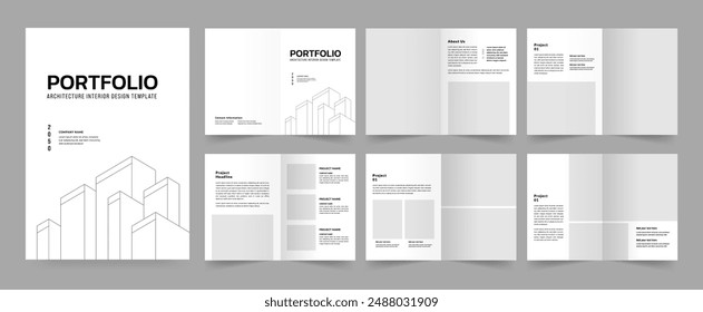 Architecture portfolio template or Portfolio layout design. A4 size brochure design for interior