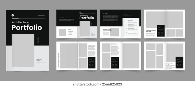 Architecture portfolio template, pamphlet brochure, architecture portfolio layout, interior portfolio