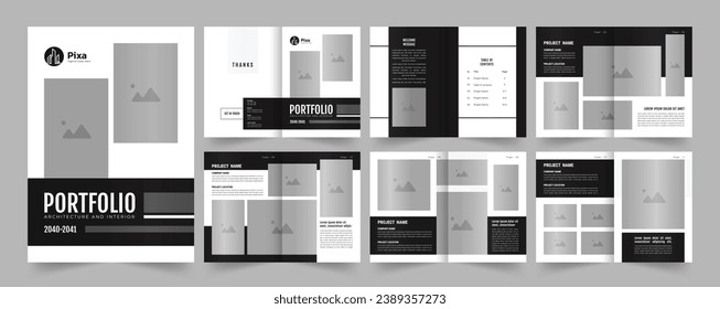 Architecture portfolio template or professional interior portfolio design, interior portfolio, business portfolio.