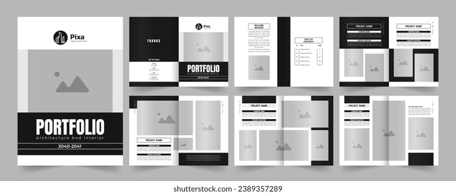 Architecture portfolio template or professional interior portfolio design, interior portfolio, business portfolio.