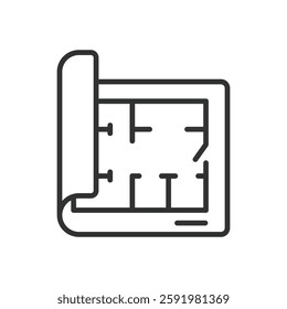 Architecture Project, icon in line design. Architecture, project, blueprint, design, construction, planning, building on white background vector. Architecture Project editable stroke icon