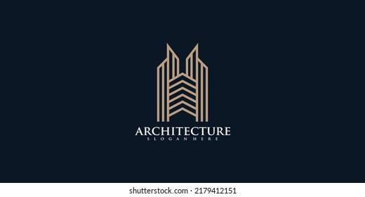 Architecture real estate logo elegant simple line art Premium Vector