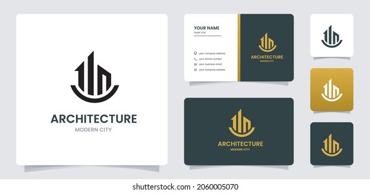 Architecture and real estate logo good for business property development, construction, real estate, home rental logo. with business card templete design