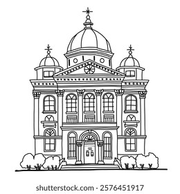Architecture Romania Outline Hand Drawn Illustration