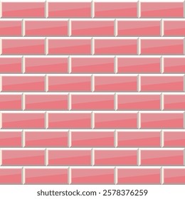 Architecture rustication pink bricks with white grout texturised