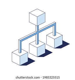 Architektur, Schema, Algorithmus. 3D Linie isometrisch, Farbe Web-Symbole, neue flache Stil. Kreatives Design für Infografiken.