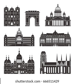 Architecture set. Isolated architecture on white background